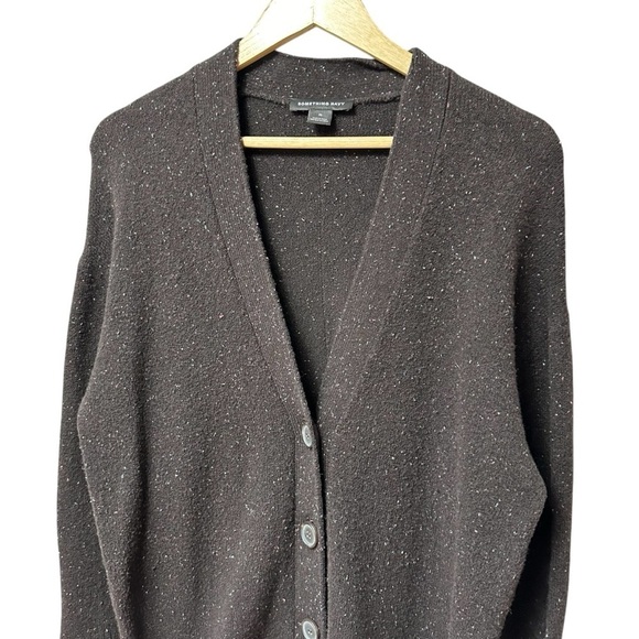 Something Navy Speckled Gray Oversized Grandpa Cardigan, Medium - Picture 4 of 8